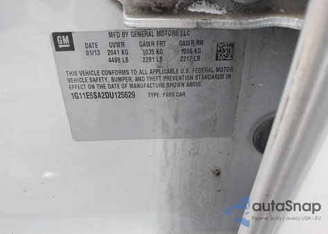 2013 Chevrolet Malibu 2Lt z USA, uszkodzony, nr VIN 1G11E5SA2DU125629